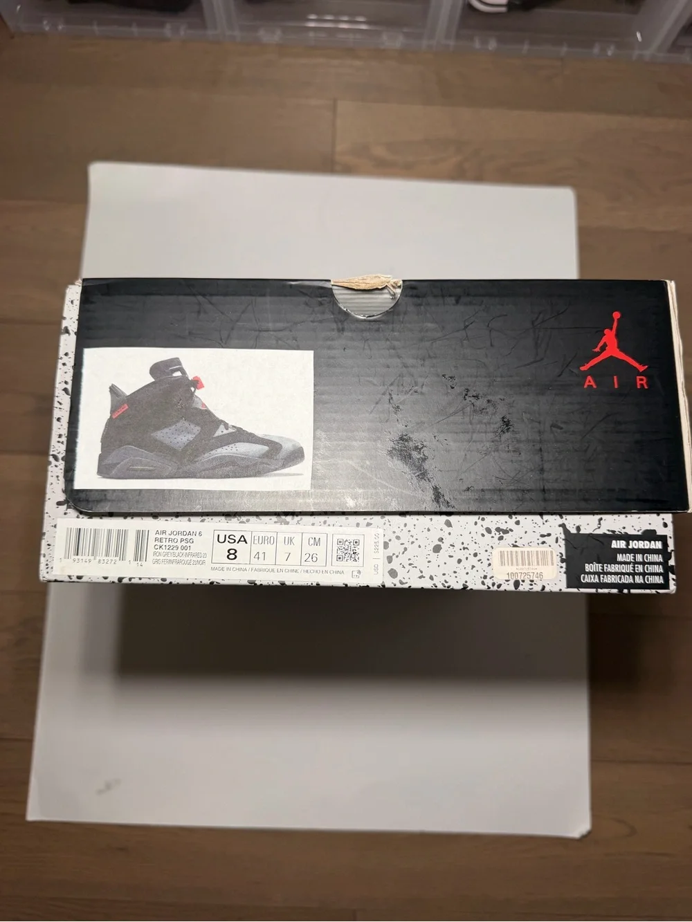 Paris Saint-Germain x Air Jordan 6 Retro Iron Grey PSG PE CK1229 001size 8